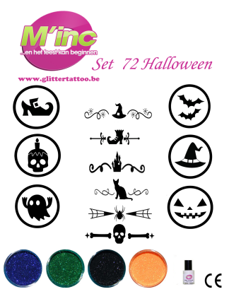 Glitter tattoo set 72 Halloween